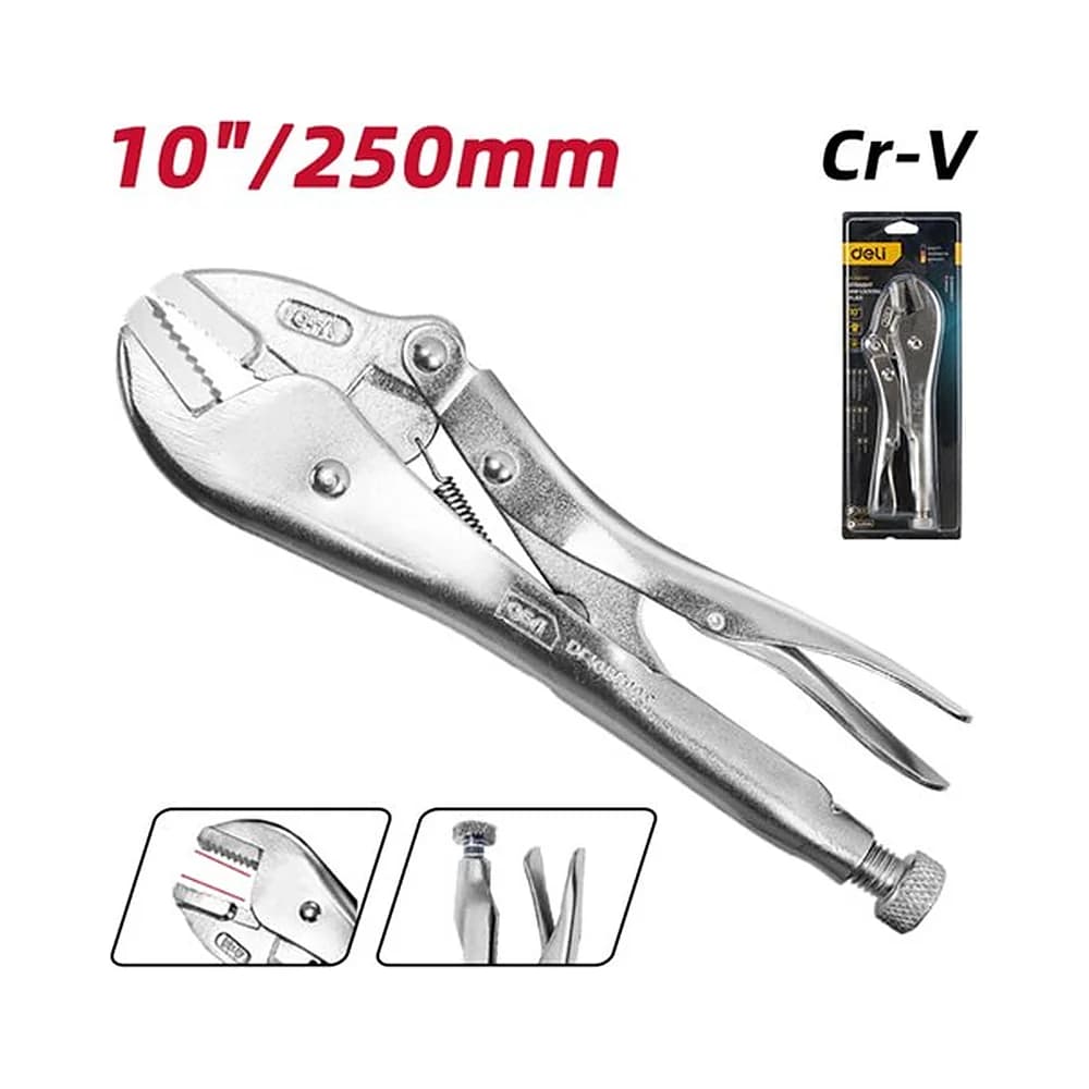 Alicate de pressão bico reto 10" Cromo-Vanádio Deli