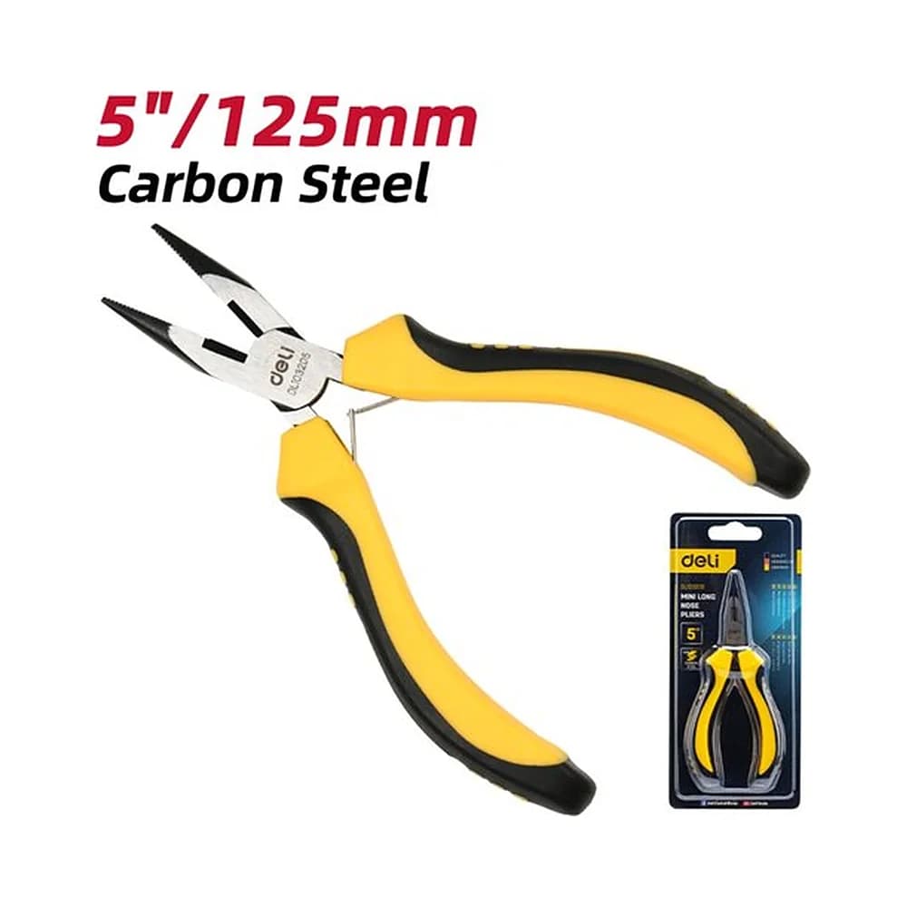Alicate mini meia cana bico longo 5" de 125mm Alta Têmpera Deli