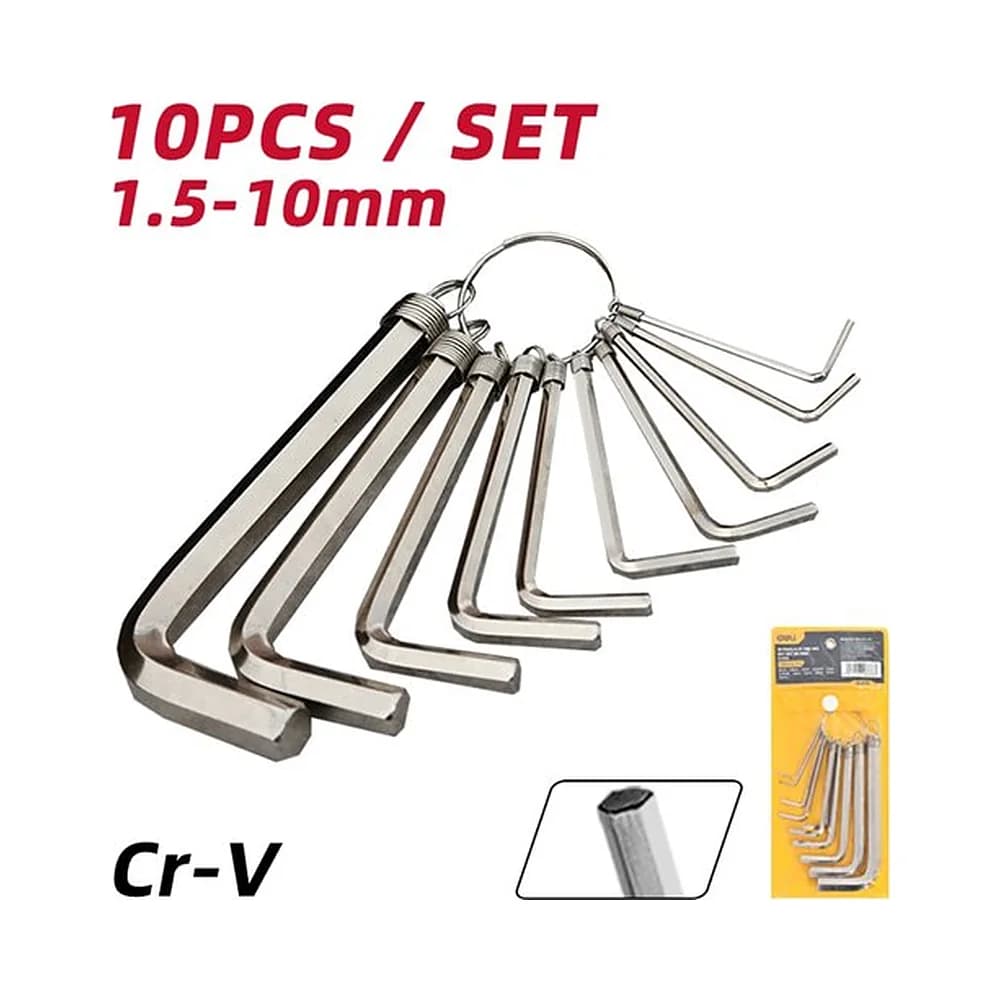 Chave Allen (chave hexagonal) 1,5mm até 10mm (10pcs) jogo no anel Deli
