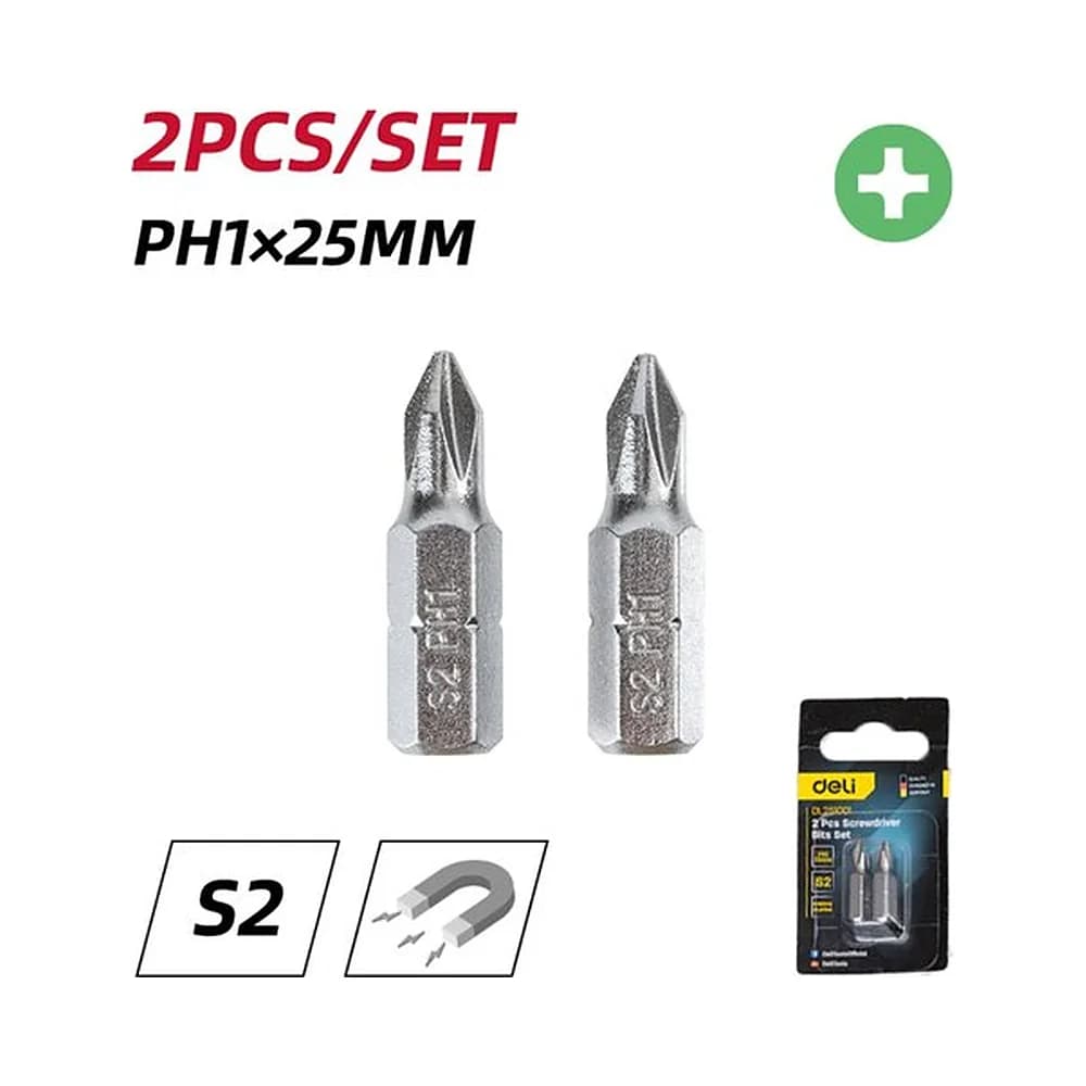 Jogo de bits/ponteiras PH1 magnético (2pcs) Deli