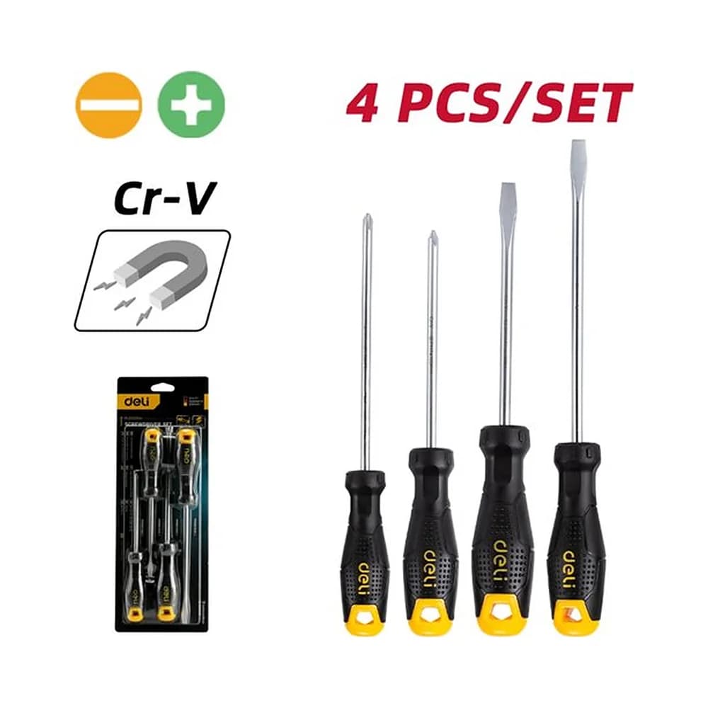 Jogo de Chaves Fenda/Phillips (4pcs) Deli
