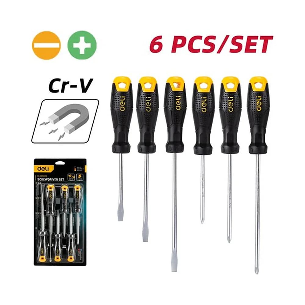 Jogo de Chaves Fenda/Phillips (6pcs) Deli
