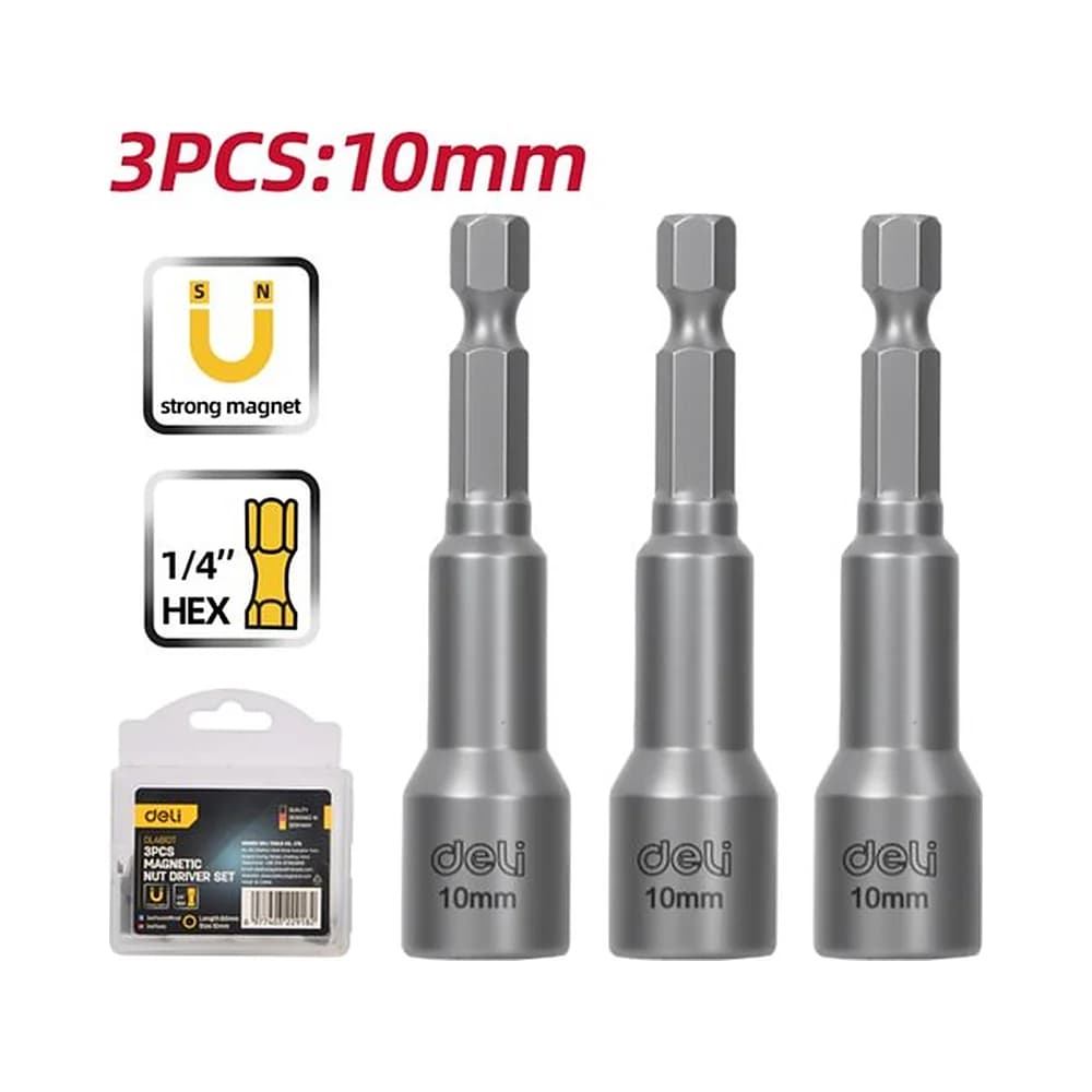 Jogo de ponteiras canhão Magnéticas 10mm (3pcs) Deli