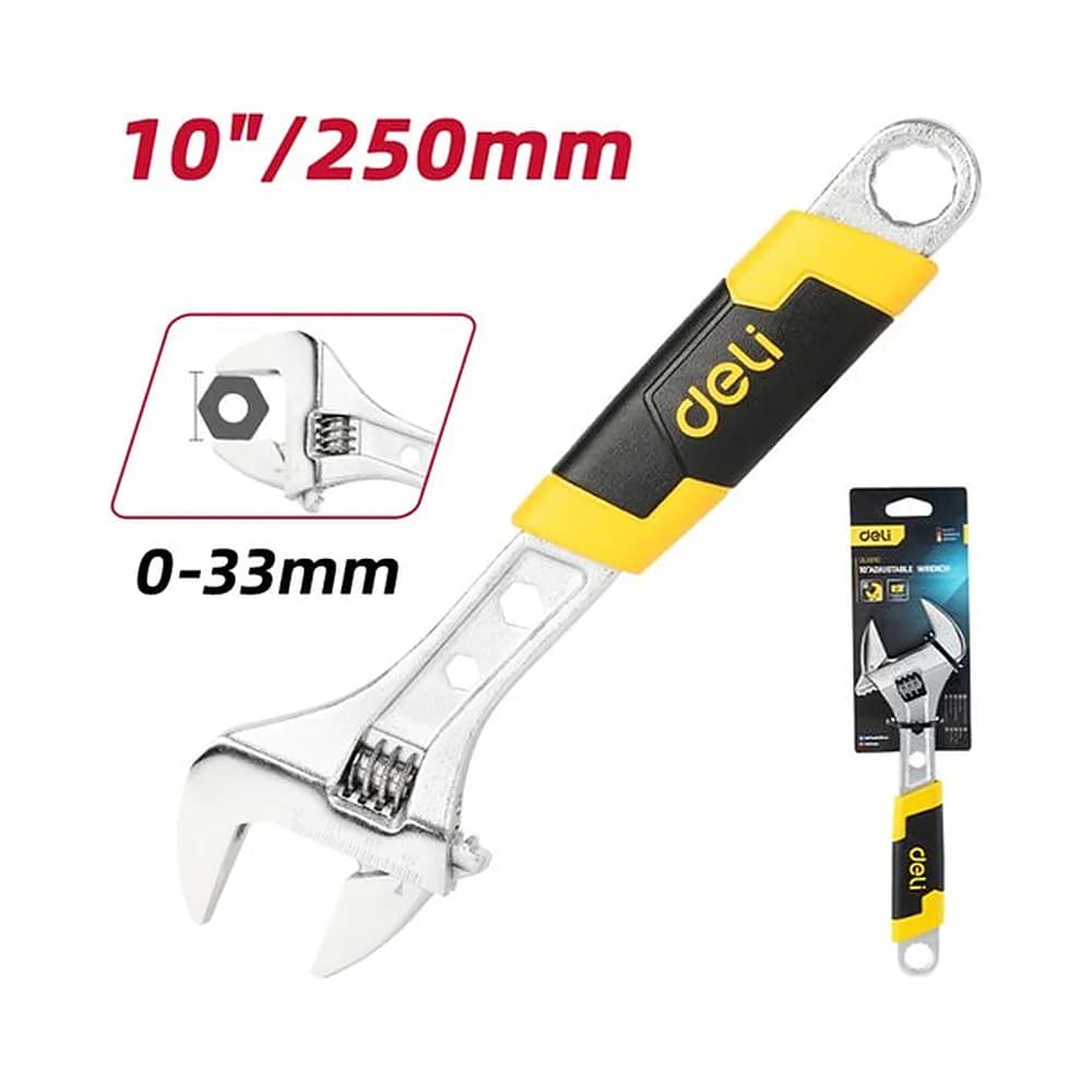 Chave inglesa (ajustável) 10" abertura de 0-33 mm (250mm) Deli