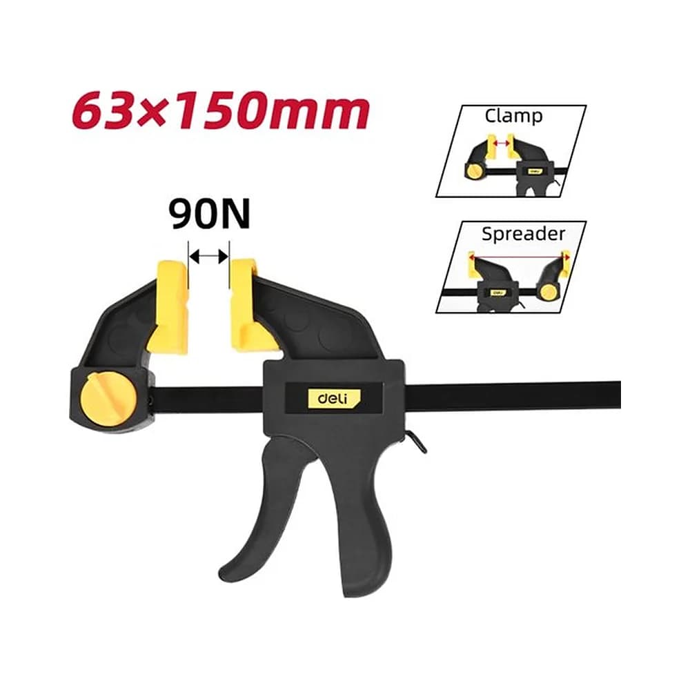 Grampo tipo sargento rápido (força 9 KGS, abertura 150mm) Deli