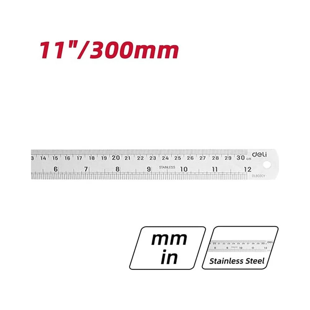 Régua de aço 30cm Deli